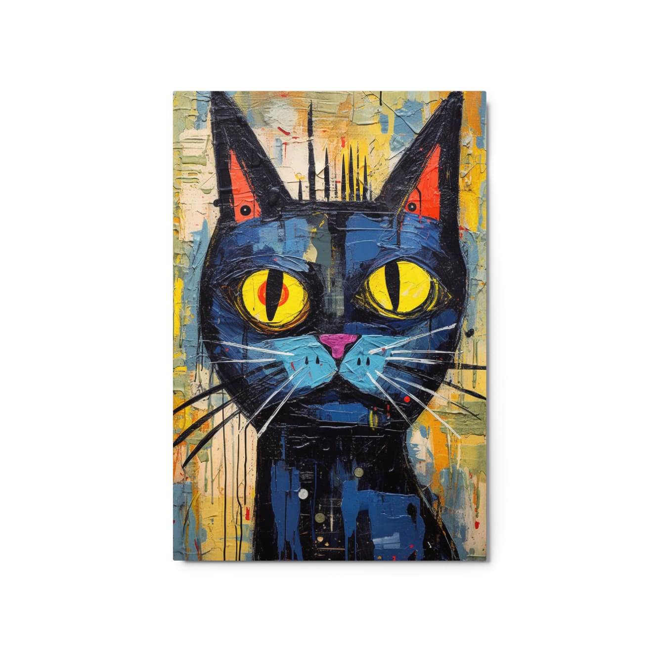 “Saffron Eyes” — Graffiti Cat Pop Art on Glossy Metal Poster