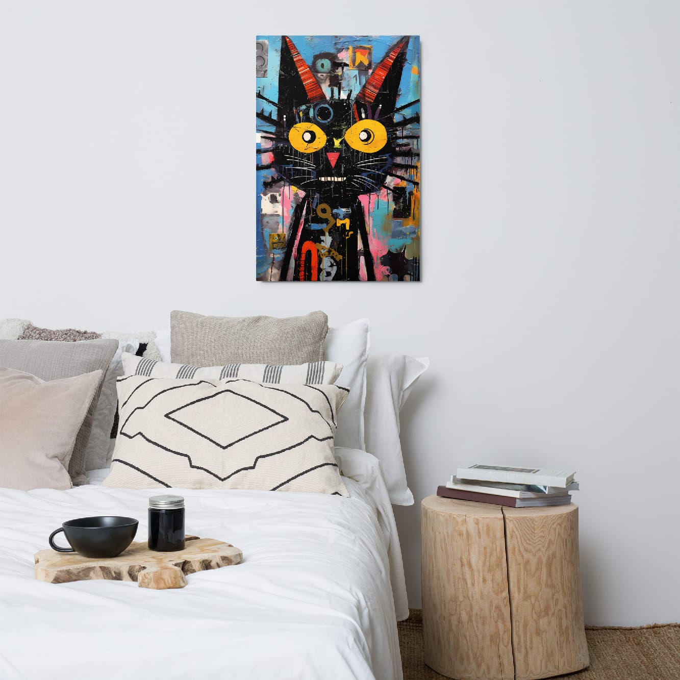 "Mystical Gaze" — Abstract Cat Art on Premium Aluminum Wall Art