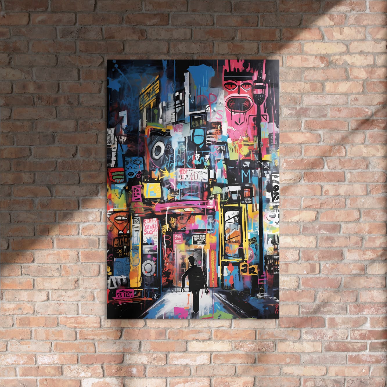 "Urban Wanderer" — Abstract Street Art Print on Glossy Metal Poster