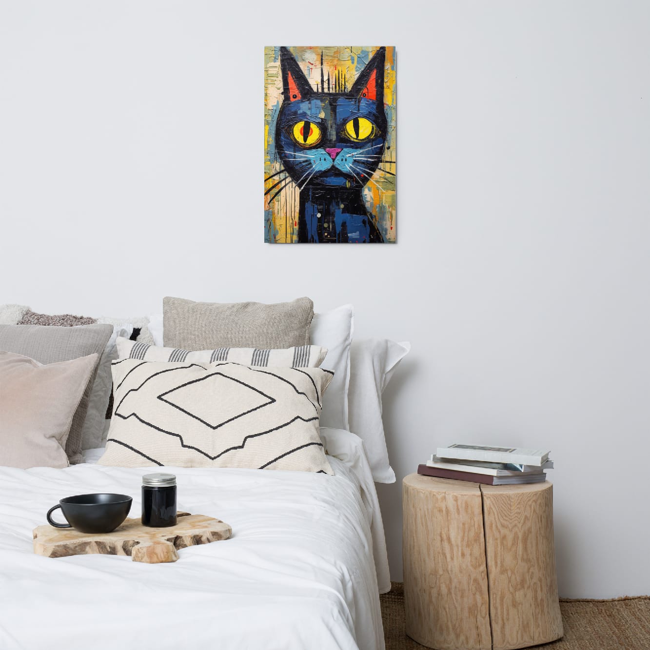 “Saffron Eyes” — Graffiti Cat Pop Art on Glossy Metal Poster