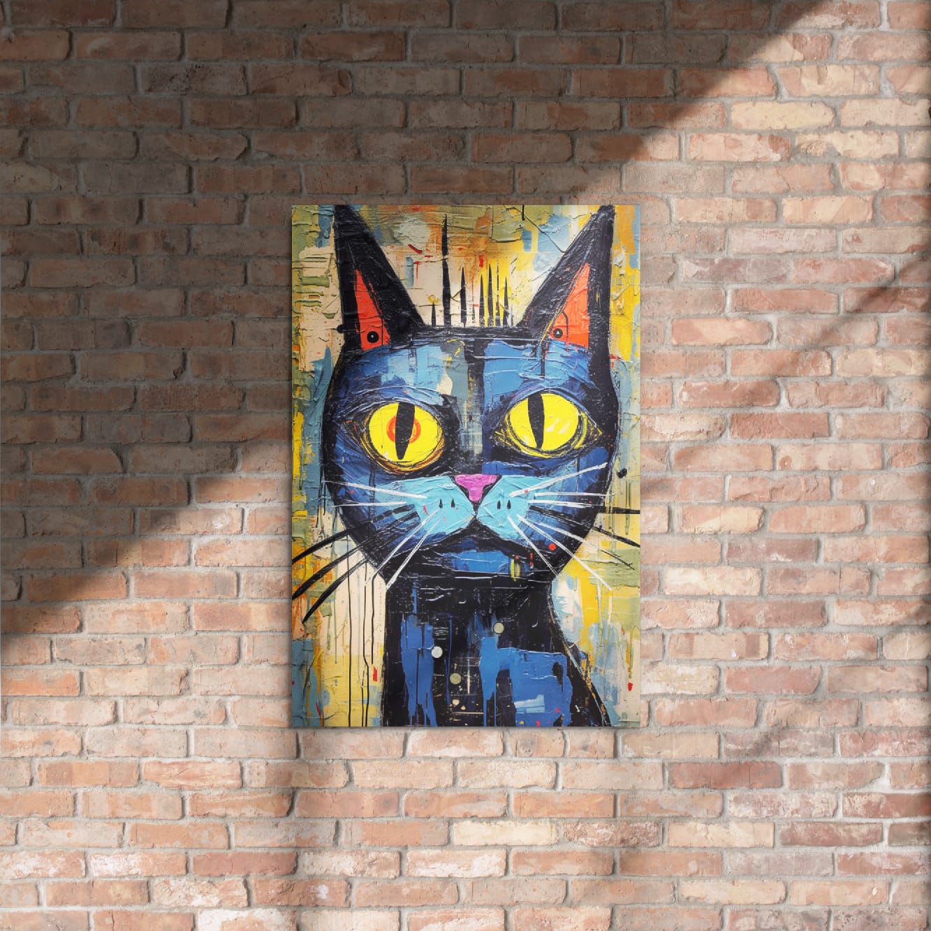 “Saffron Eyes” — Graffiti Cat Pop Art on Glossy Metal Poster