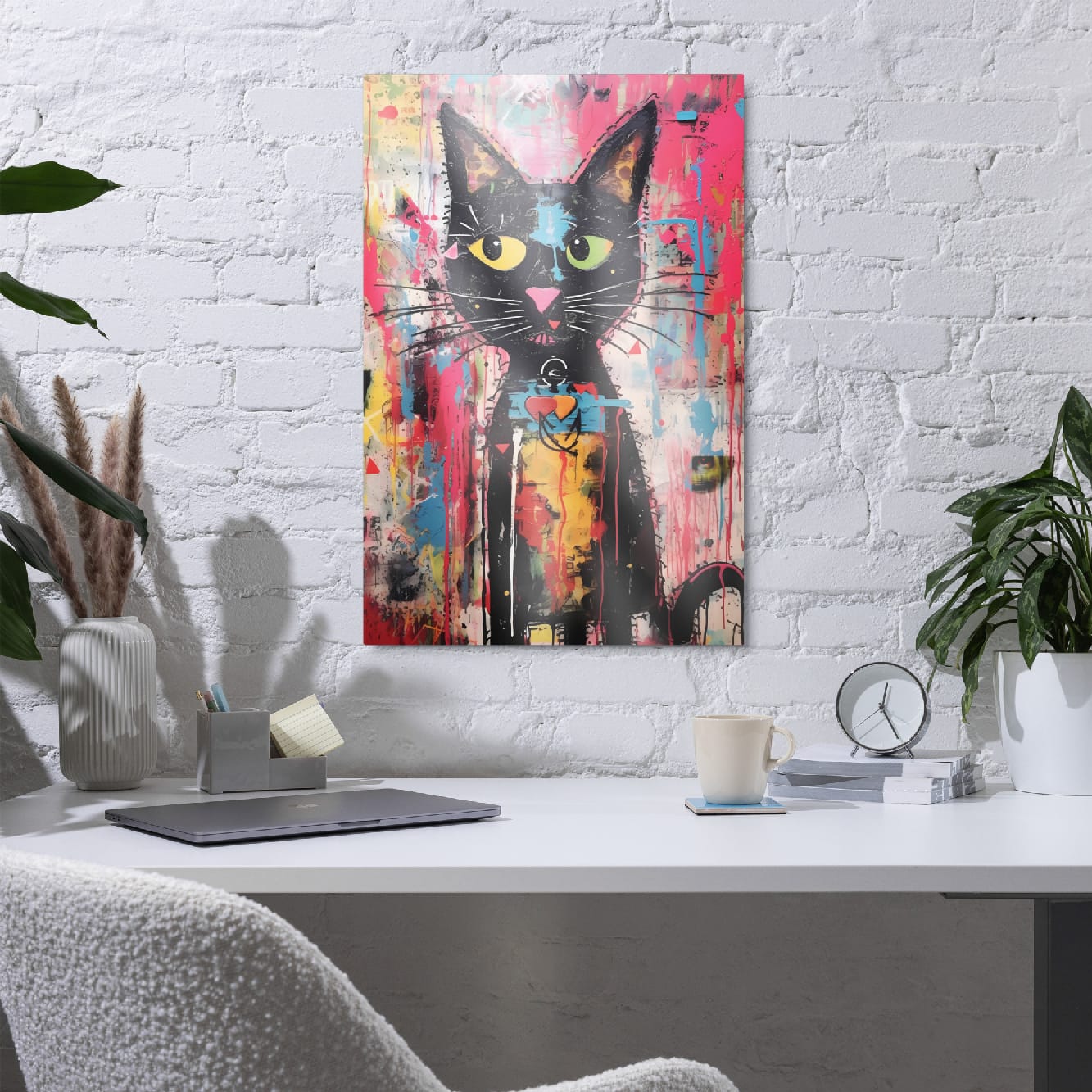 “Whisker Riot“ — Street Art Graffiti on Glossy Metal Poster