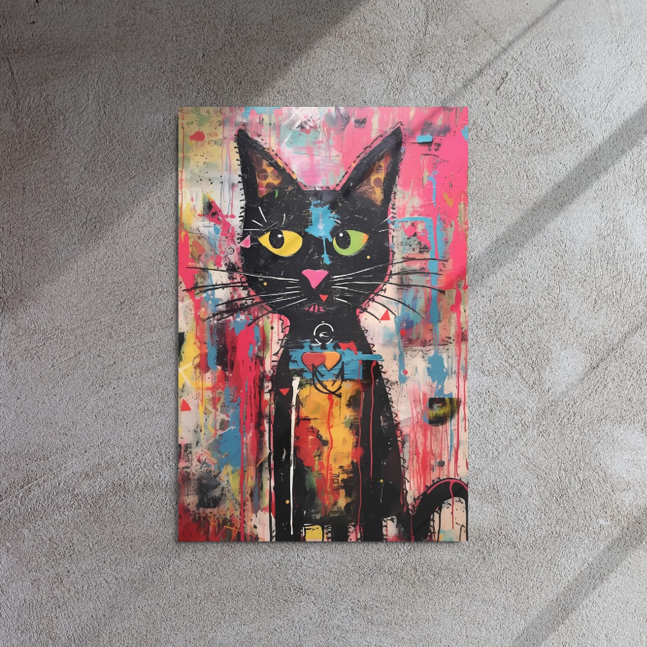 “Whisker Riot“ — Street Art Graffiti on Glossy Metal Poster