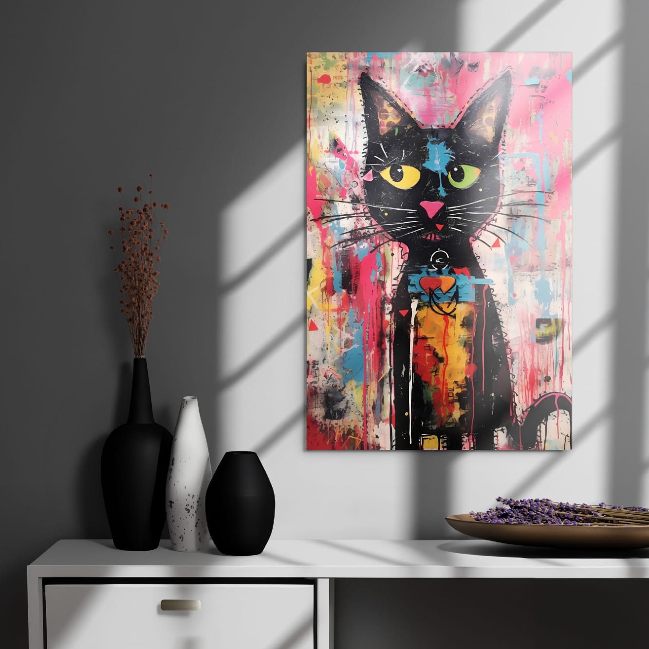 “Whisker Riot“ — Street Art Graffiti on Glossy Metal Poster