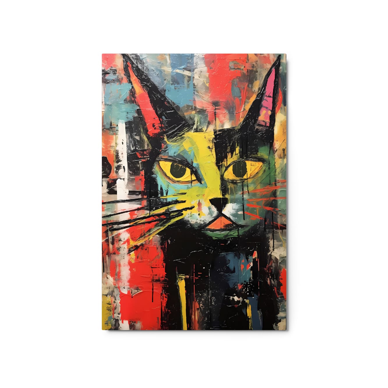 "Vivid Feline" — Abstract Cat Metal Wall Art on Aluminum Poster