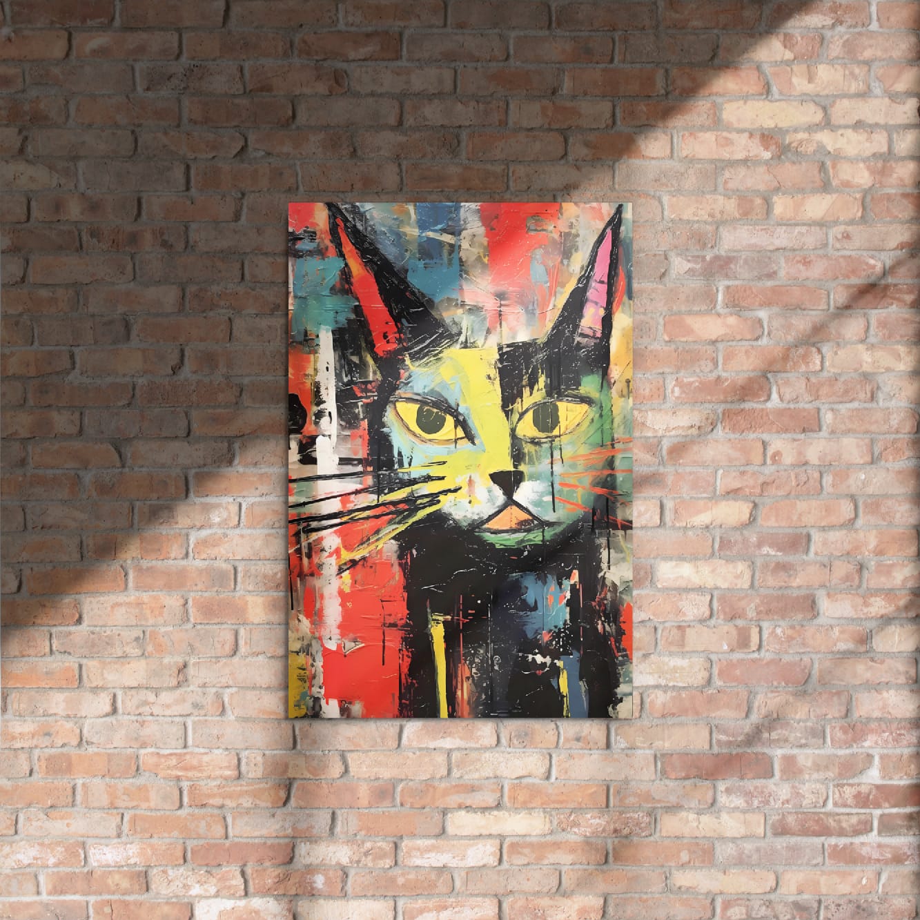 "Vivid Feline" — Abstract Cat Metal Wall Art on Aluminum Poster