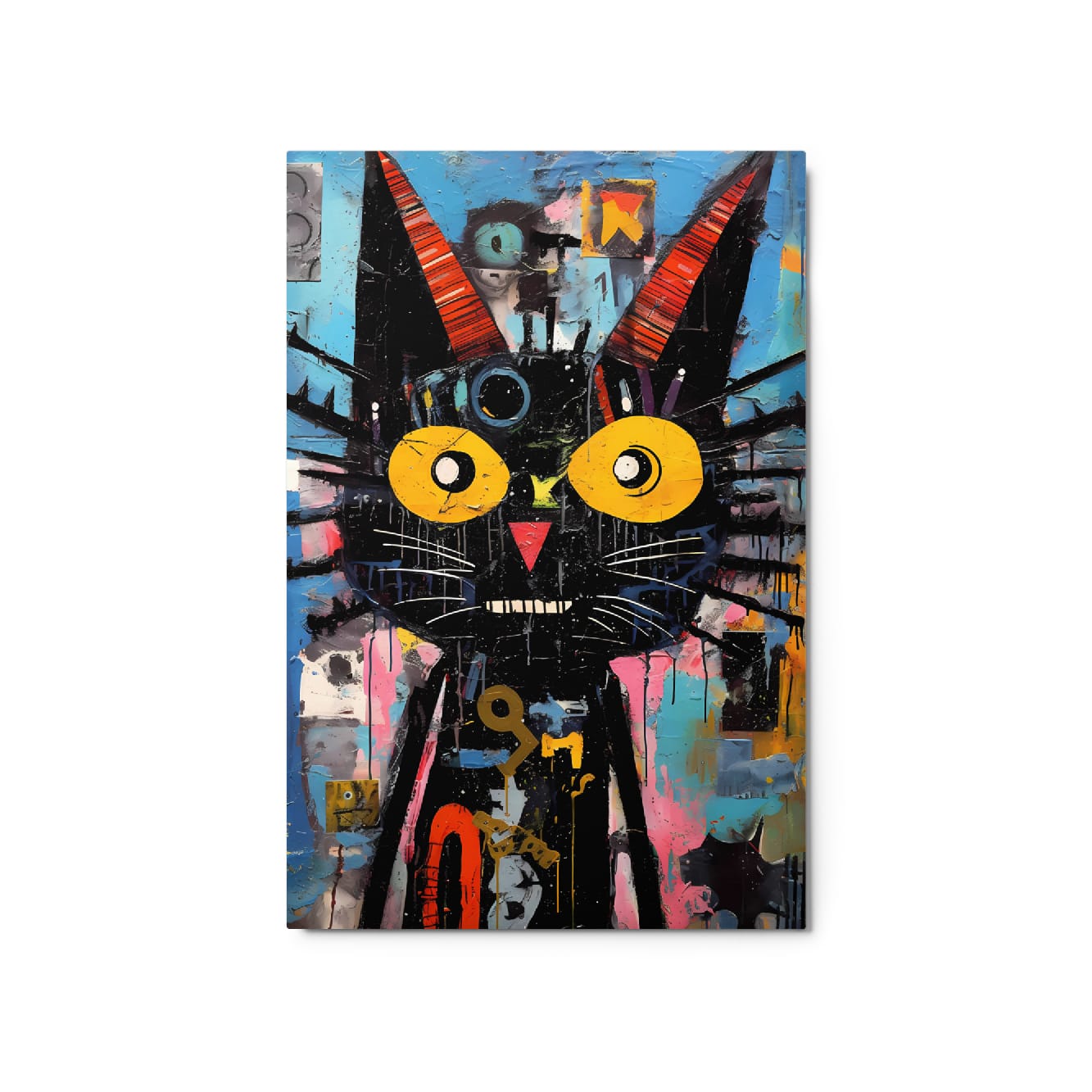 "Mystical Gaze" — Abstract Cat Art on Premium Aluminum Wall Art