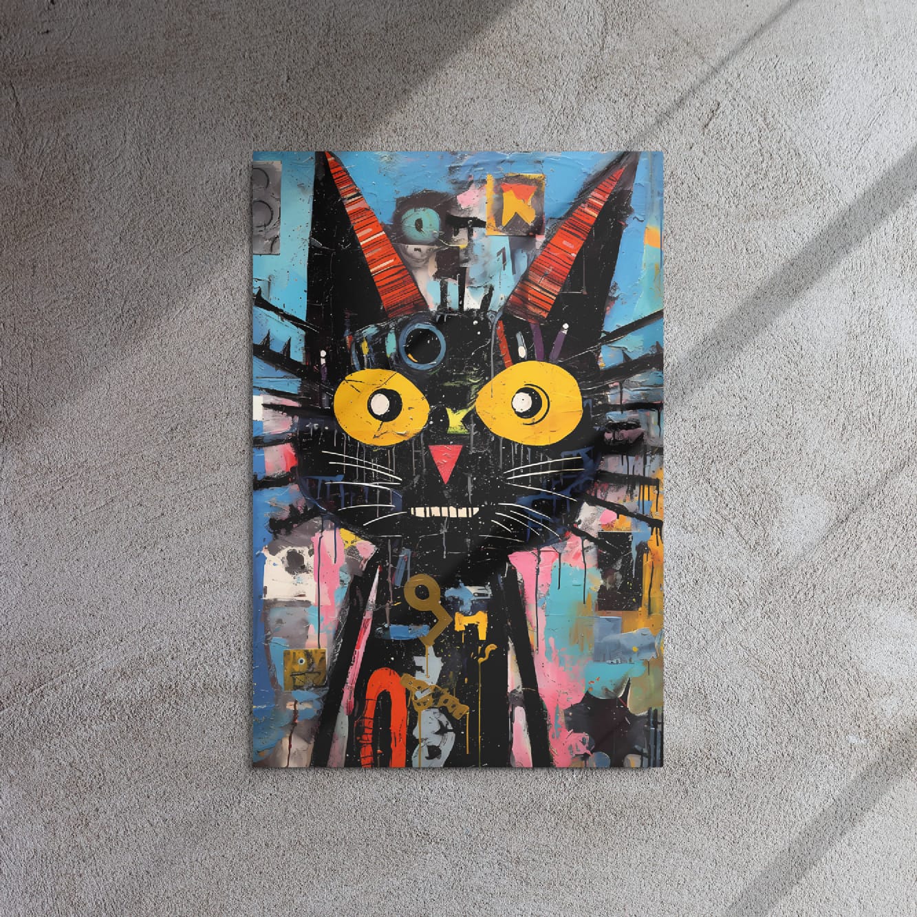 "Mystical Gaze" — Abstract Cat Art on Premium Aluminum Wall Art