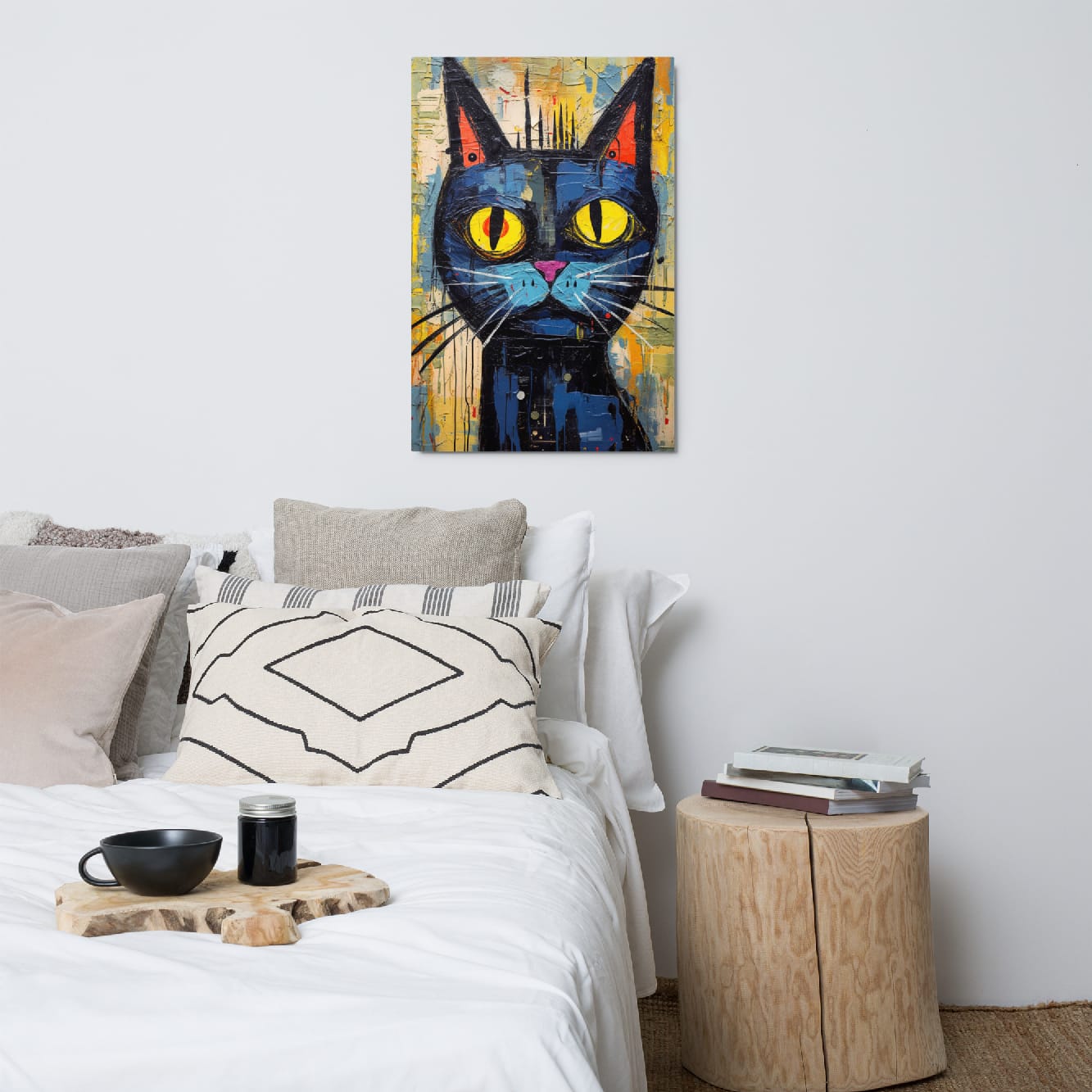 “Saffron Eyes” — Graffiti Cat Pop Art on Glossy Metal Poster
