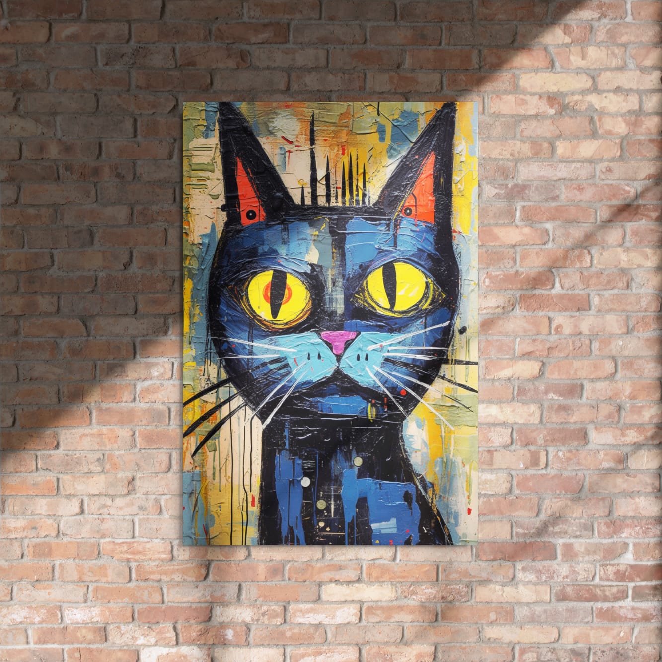“Saffron Eyes” — Graffiti Cat Pop Art on Glossy Metal Poster