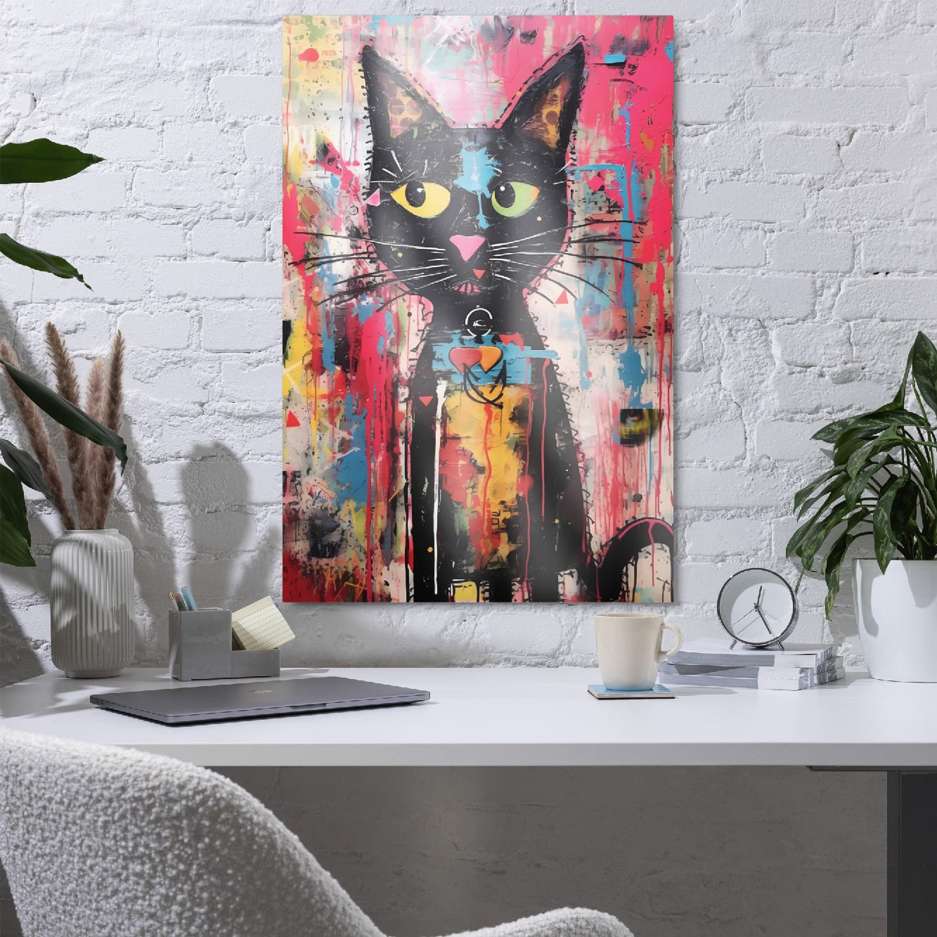 “Whisker Riot“ — Street Art Graffiti on Glossy Metal Poster