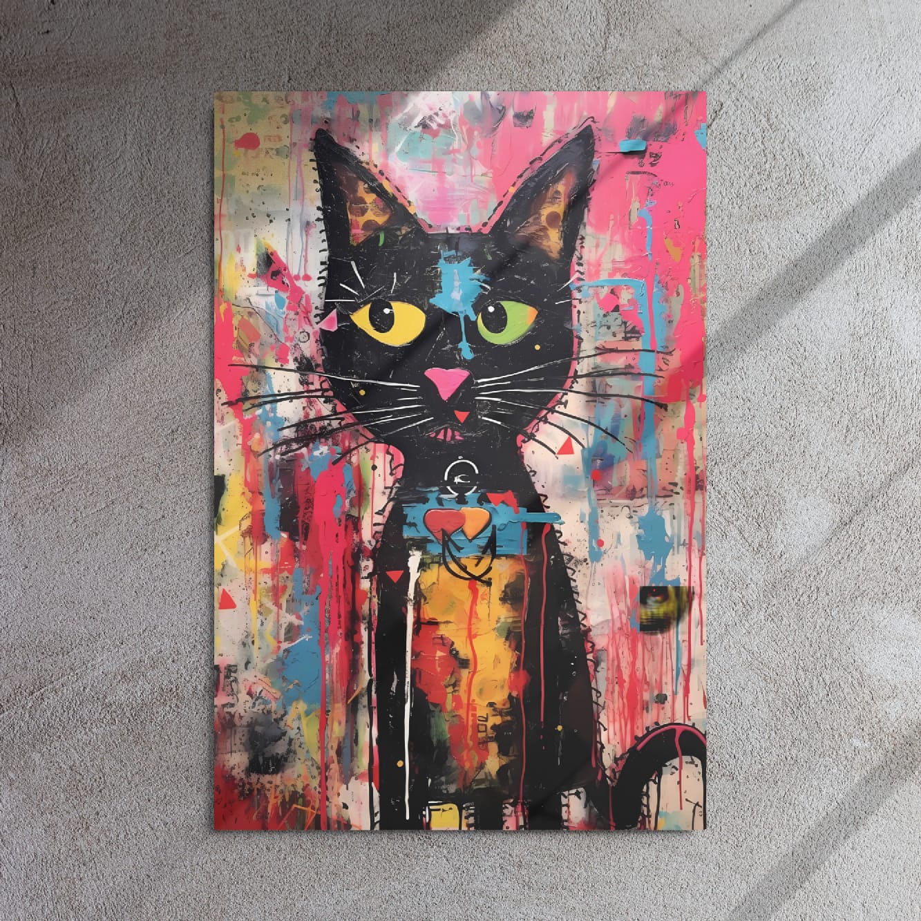 “Whisker Riot“ — Street Art Graffiti on Glossy Metal Poster