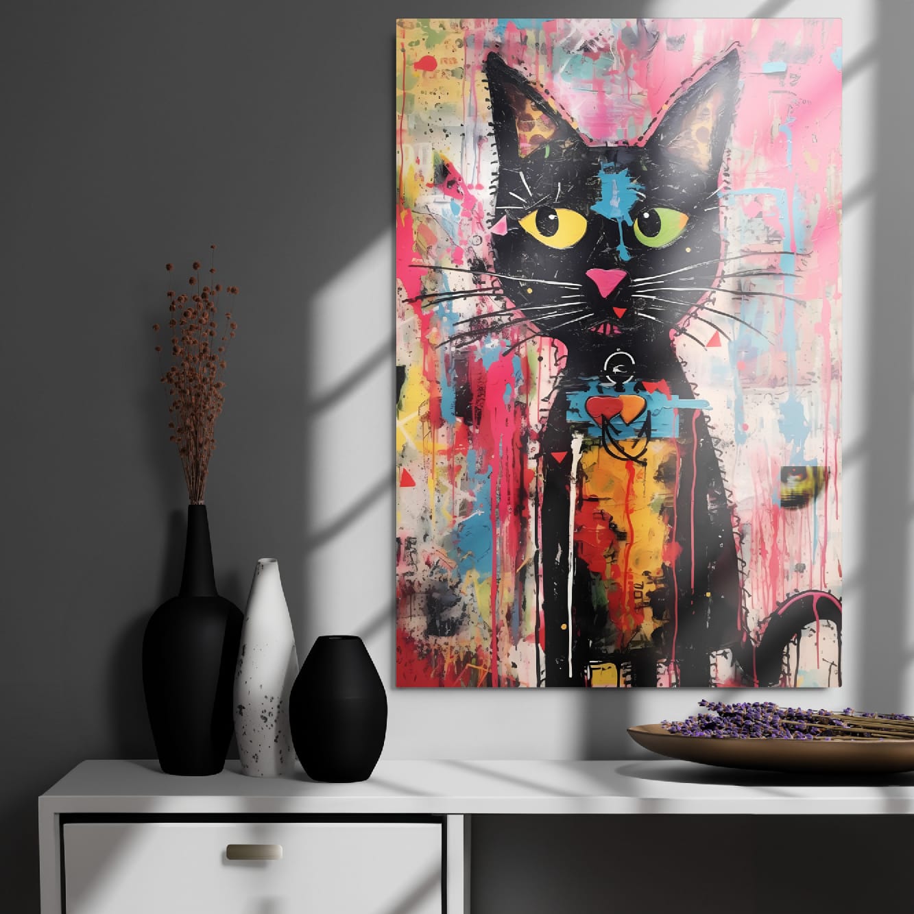 “Whisker Riot“ — Street Art Graffiti on Glossy Metal Poster