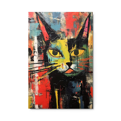 "Vivid Feline" — Abstract Cat Metal Wall Art on Aluminum Poster