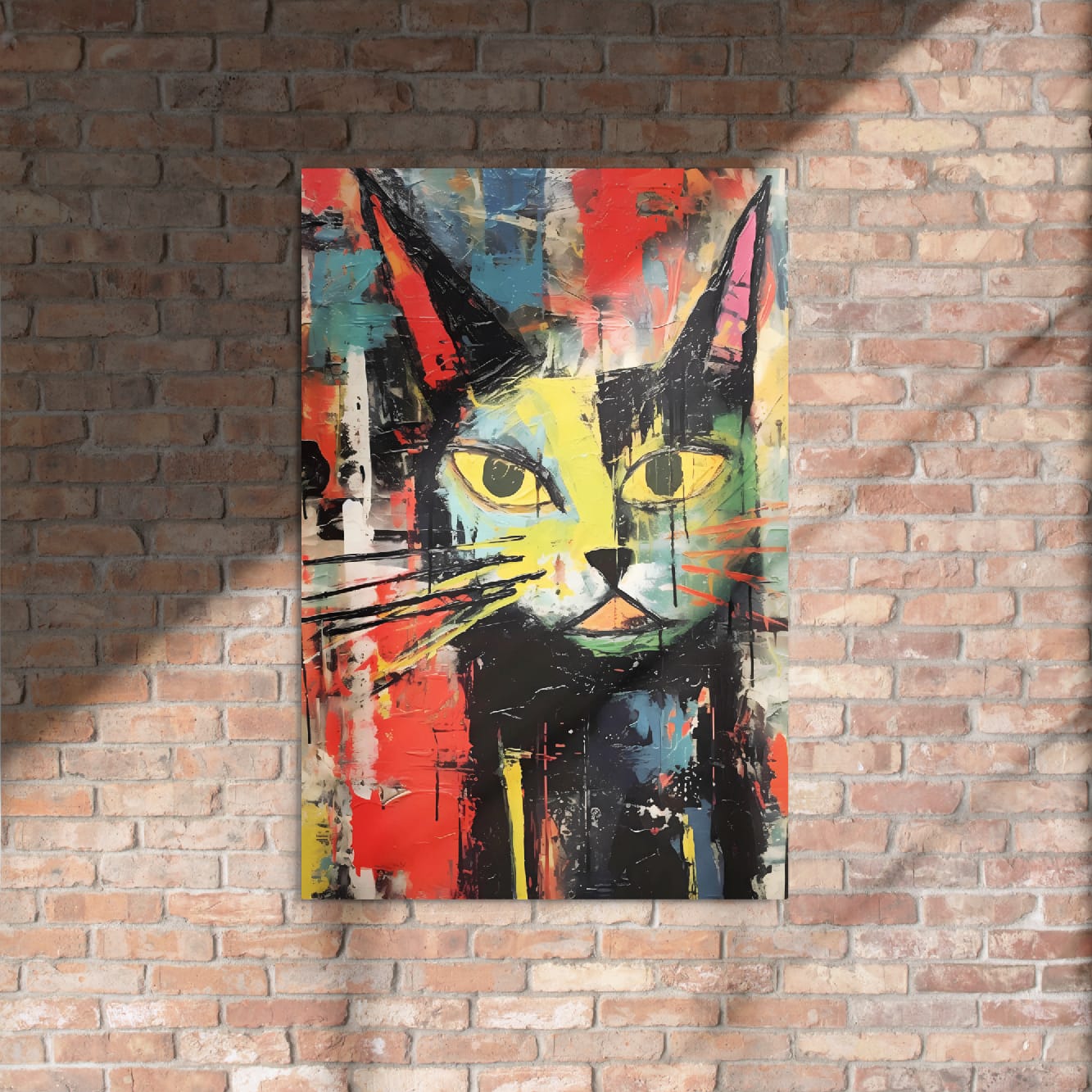 "Vivid Feline" — Abstract Cat Metal Wall Art on Aluminum Poster