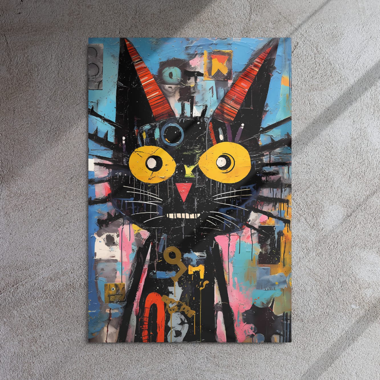 "Mystical Gaze" — Abstract Cat Art on Premium Aluminum Wall Art